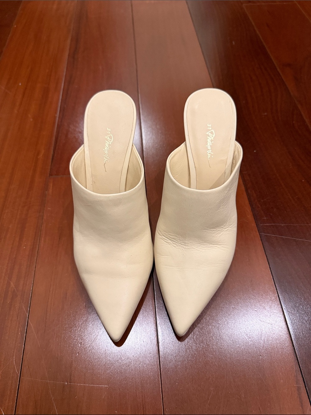 3.1 Phillip Lim Cream Pointed Toe Leather Mules